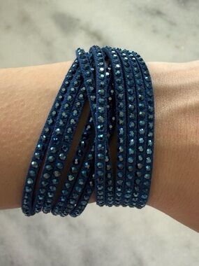 Swarovski Multi-Wrap Suede Crystal Bracelet – Navy Blue